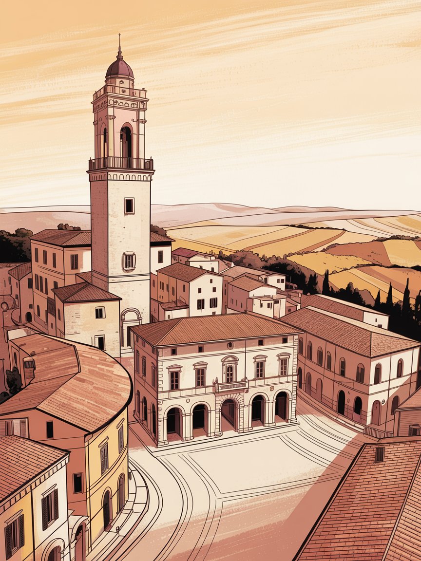 Borgo italiano — illustrazione manga